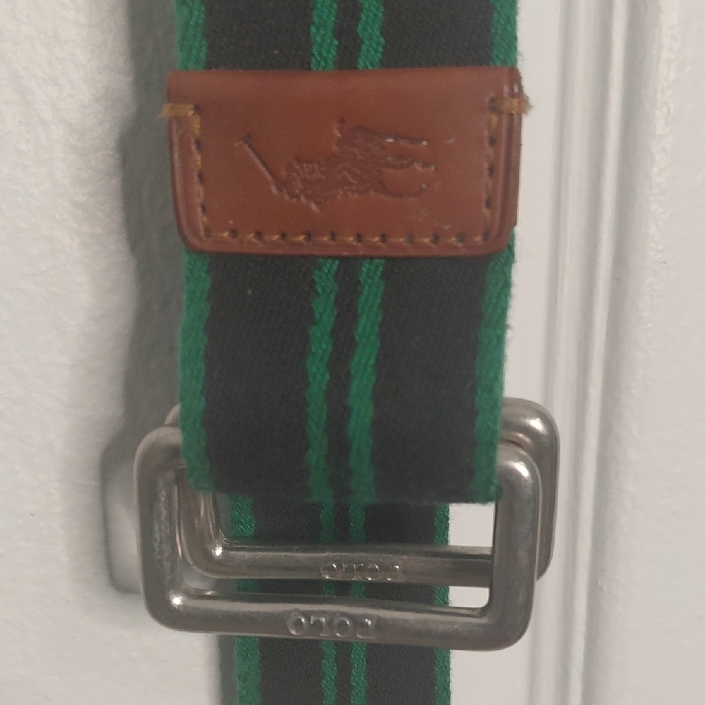 Polo by Ralph Lauren Green Belt with Silver Buckle - Picture 3 of 6